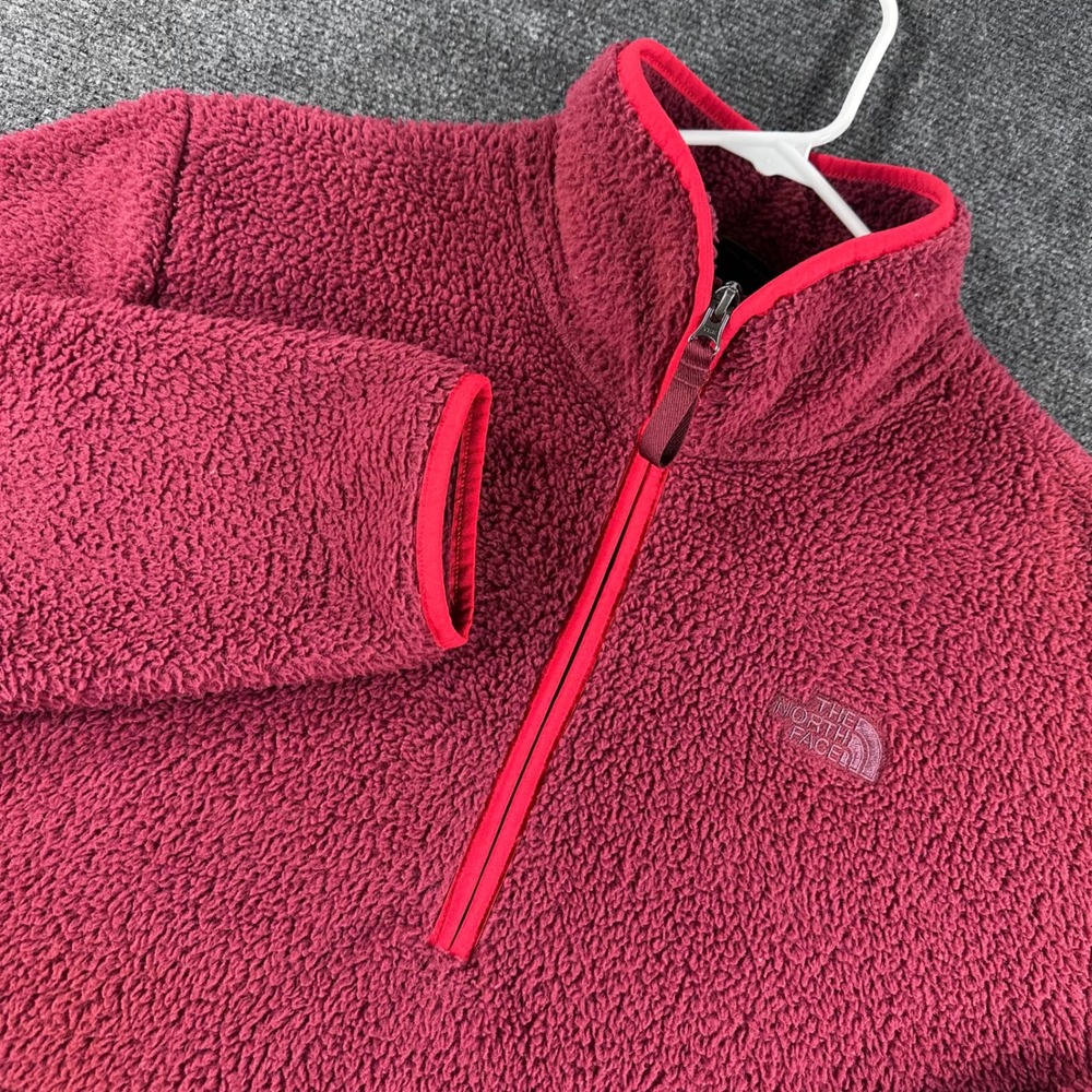 The North Face Fleece Pullover Mens XL Extra Large Burgundy Sherpa Quarter Zip